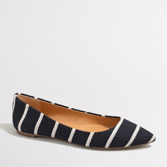 J. Crew Shoes - J. CREW Amelia Textured Stripe Flats Navy Blue
